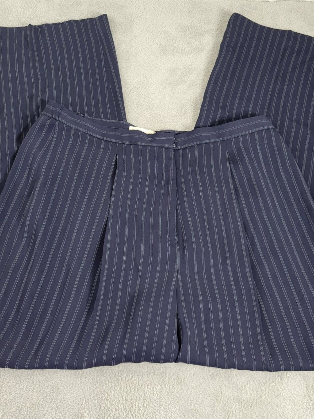 Valerie Stevens Women's 16W Blue Striped Dress Pants High Rise Straight Leg SL9E